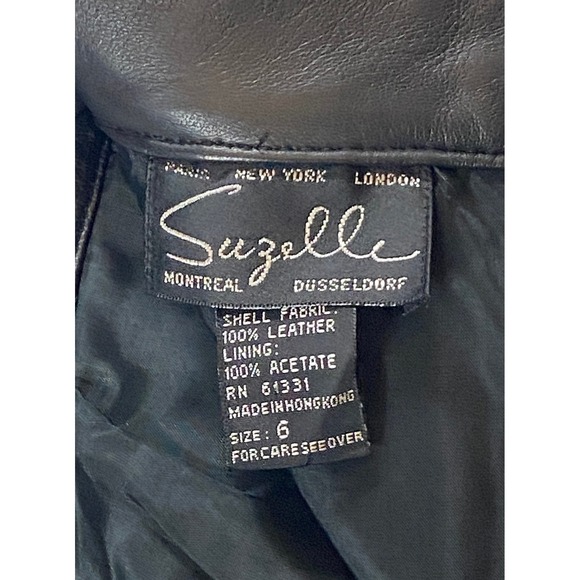 Vintage Black Leather High Waisted Midi Pencil Skirt Button Fly Women Size 6 - Picture 7 of 7